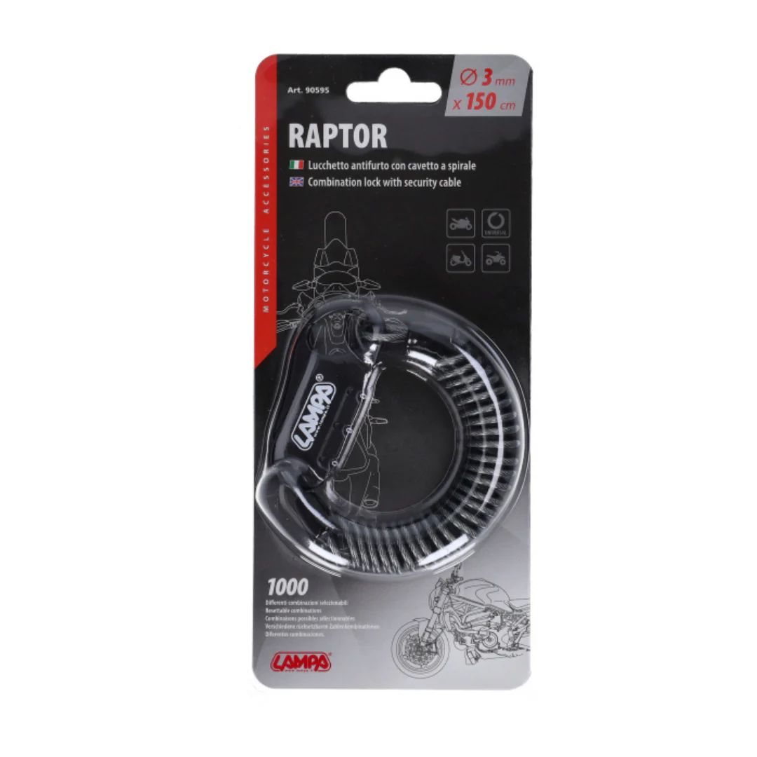 Cijferslot Lampa + Kabel 3MM 150CM Zwart Fatbike