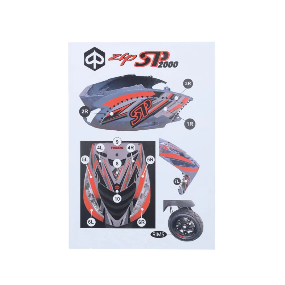 Stickerset Fluo Oranje GP1 Piaggio Zip - Image 2
