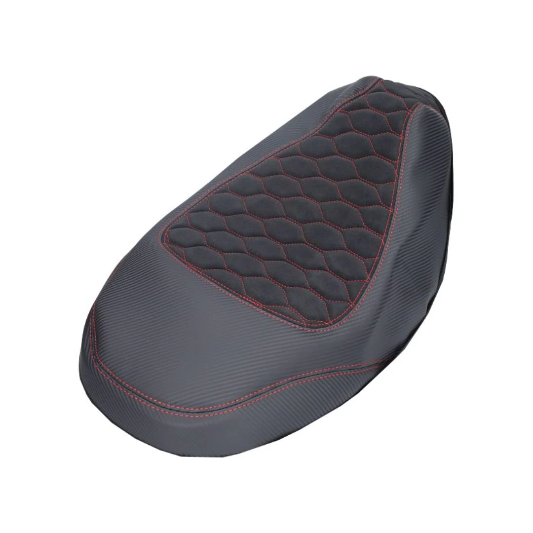 Zadelhoes Alcantara / Carbon Piaggio Zip Zwart / Rood Custom